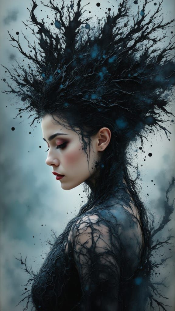 Nebula Witch Goddess in Fantasy Landscape