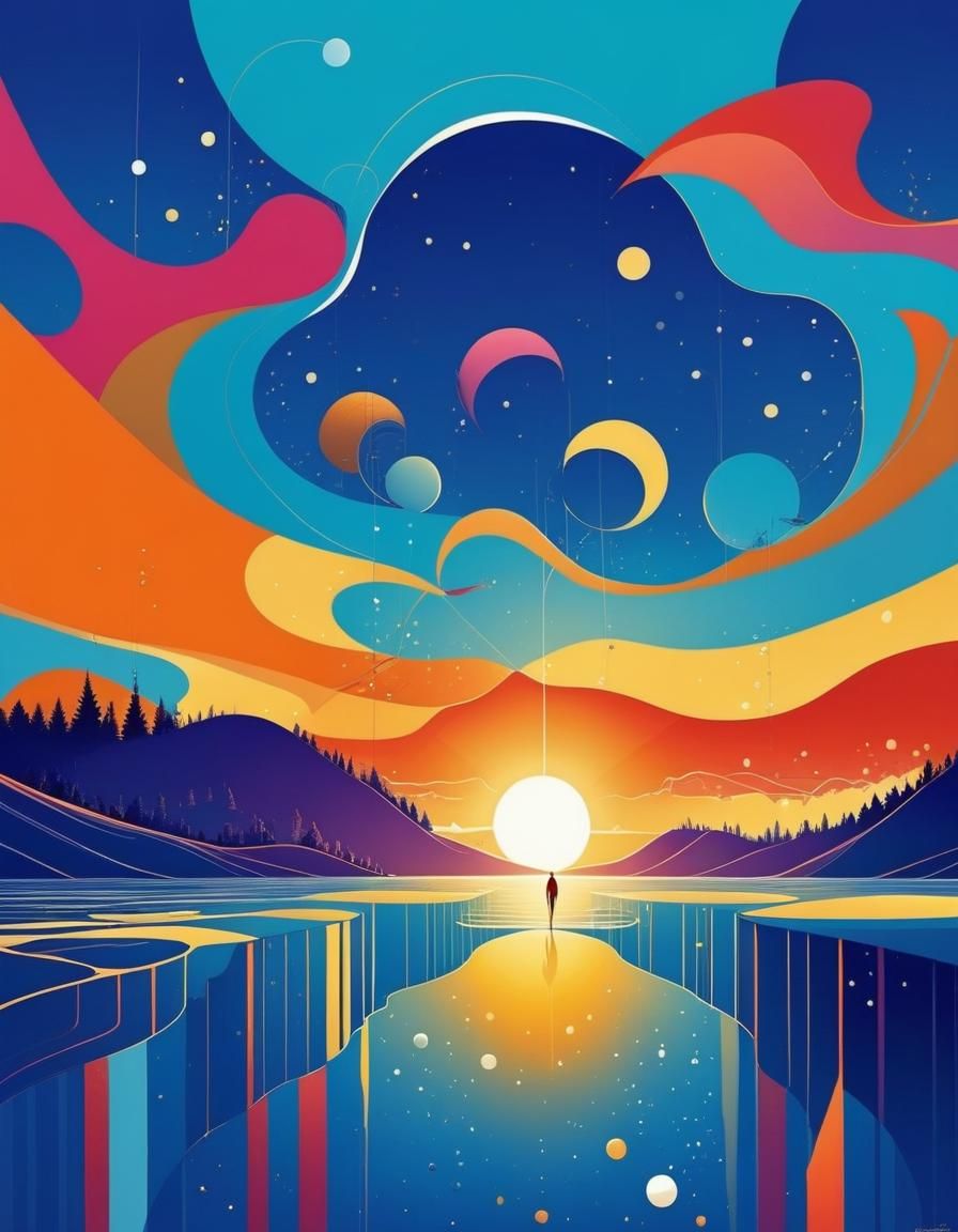 Vibrant Abstract Sun in Web Comic Style