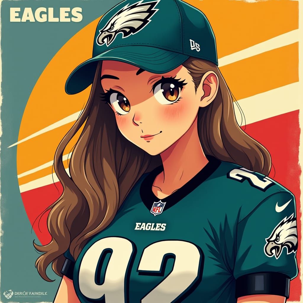 Anime Philadelphia Eagles Fan in Pop Art Style