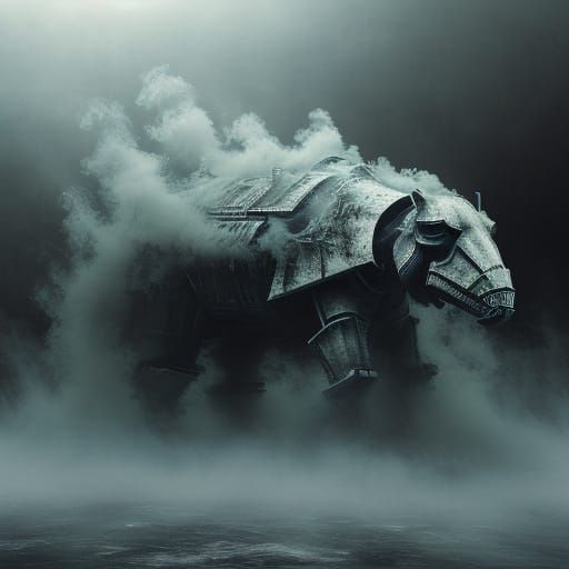 Ethereal Stormtrooper in Haunting Dark Fantasy Landscape