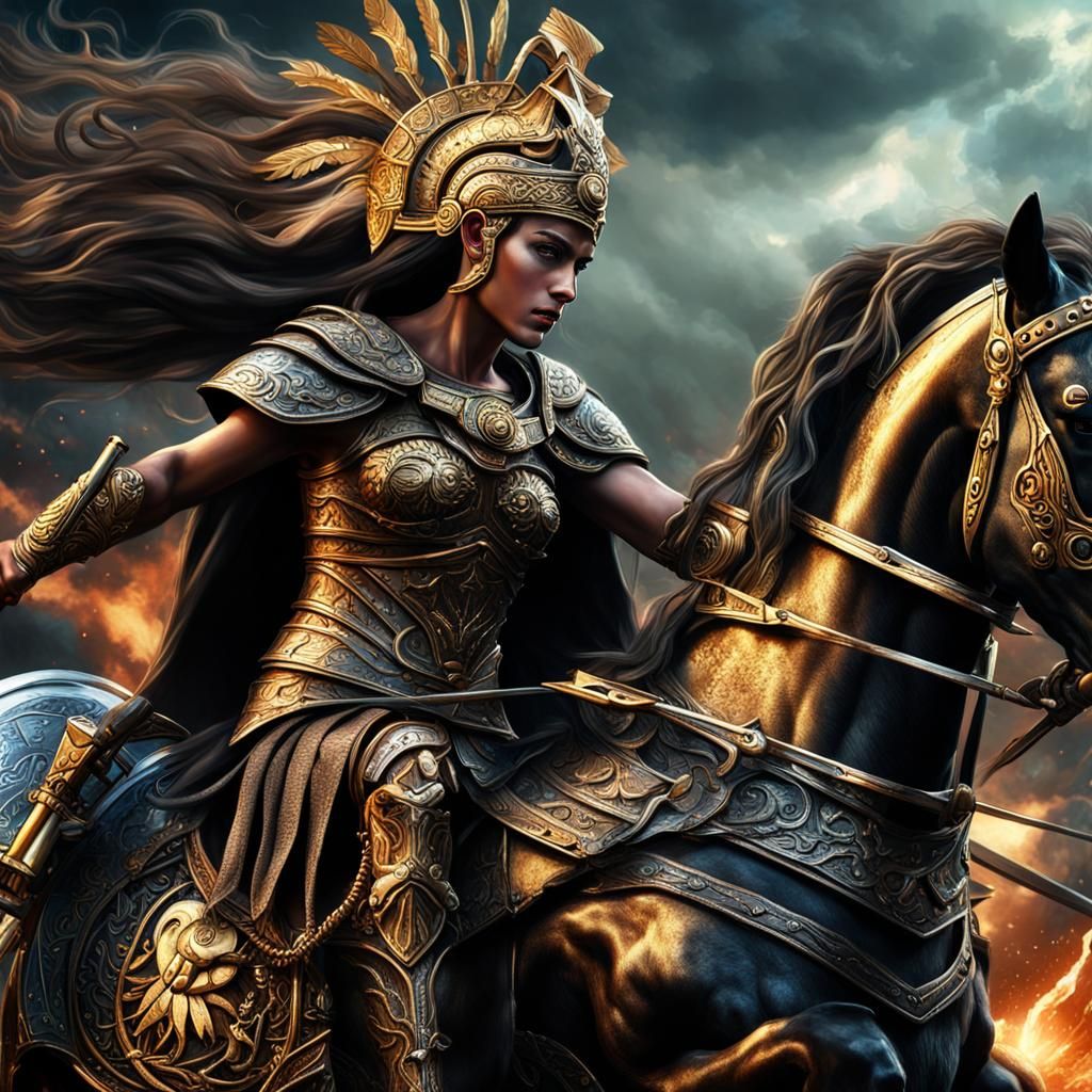 Goddess of War Leading Army in Chariot