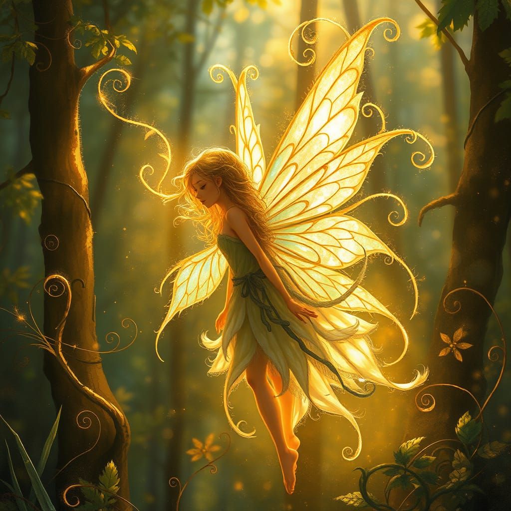 Ethereal Fairy in Golden Light