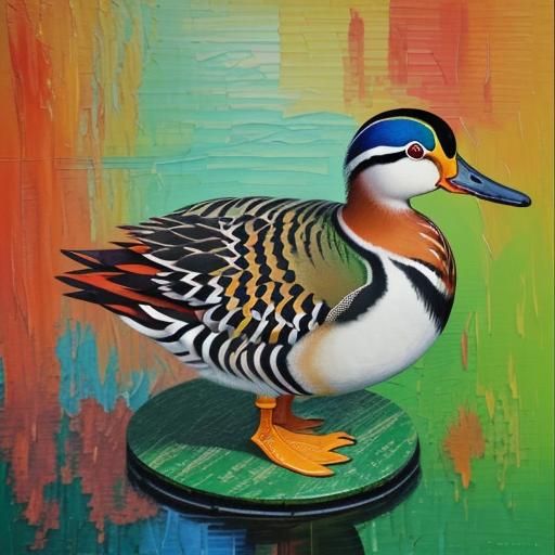 Mandarin Duck in Expressionist Oil Painting Style