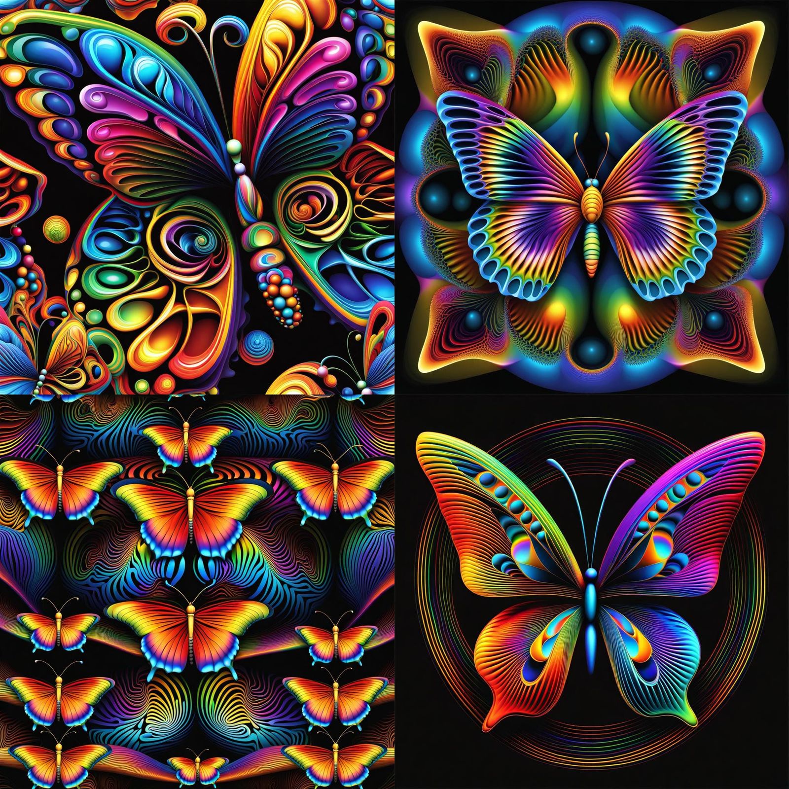 Psychedelic 3D Butterfly with Fractal Geometry
