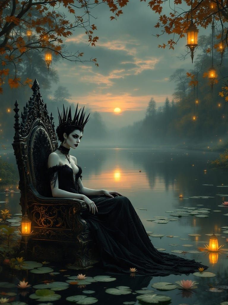 Ethereal Gothic Queen Reigns in Atmospheric Twilight