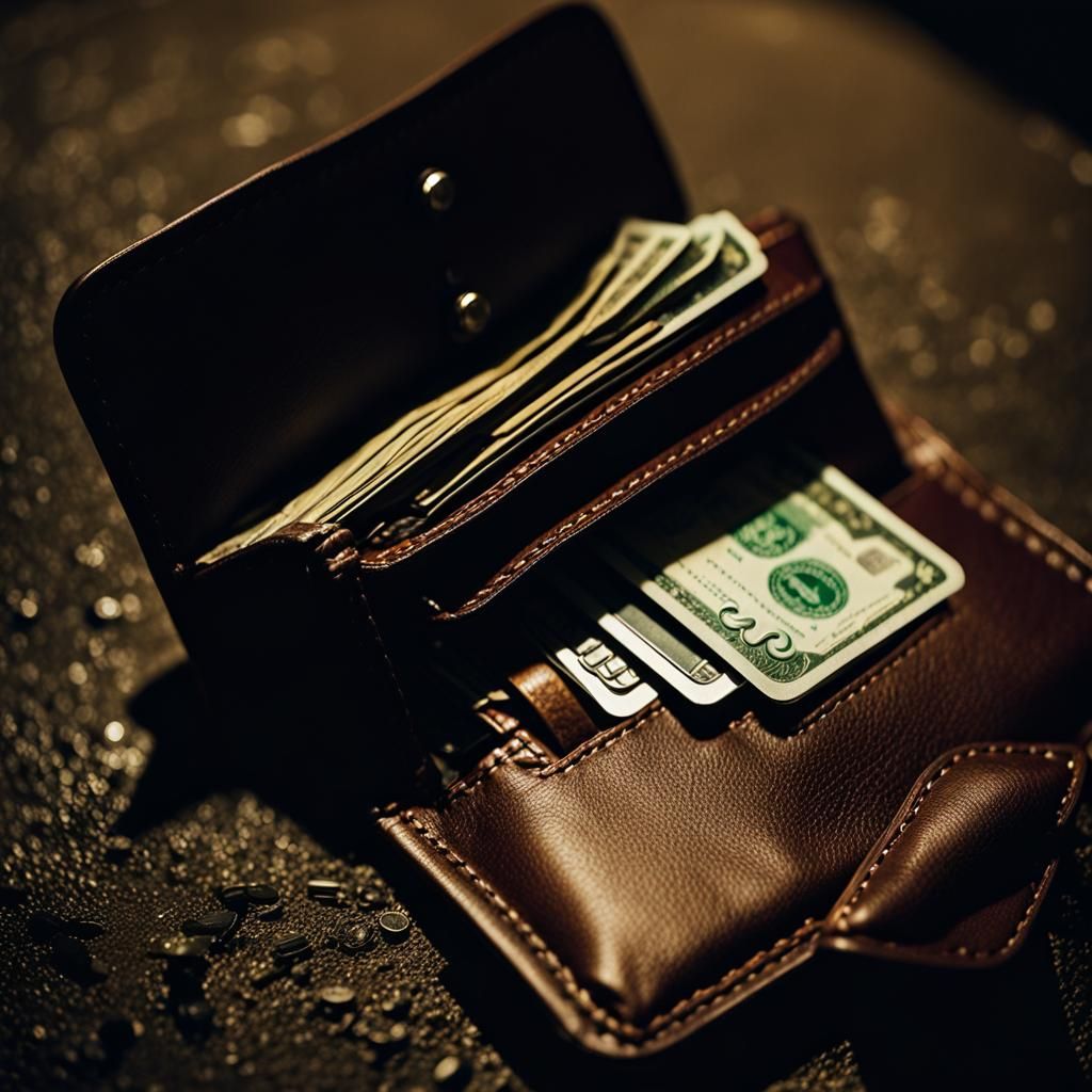 Wallet with Cash and Cards at Night