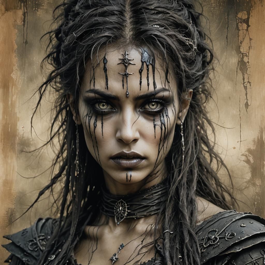 Dark Fantasy Female Portrait in Luis Royo Style