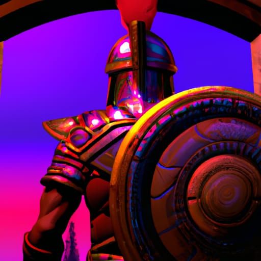 Roman Soldier with Shield: Detailed Matte Painting