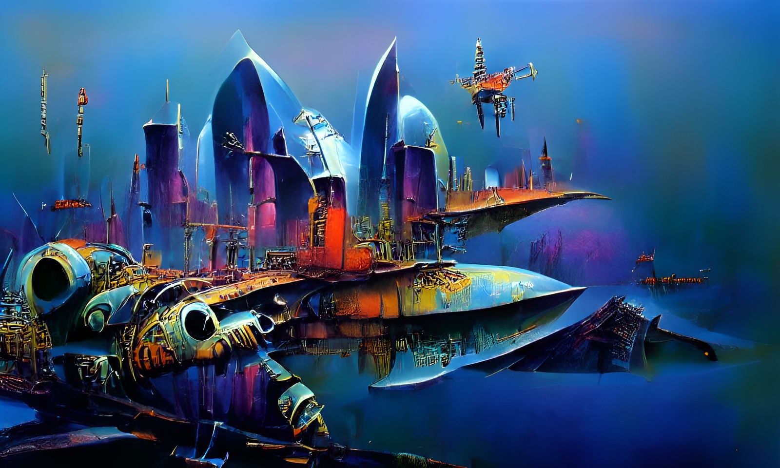 Biopunk Undersea City with Robotic Elements