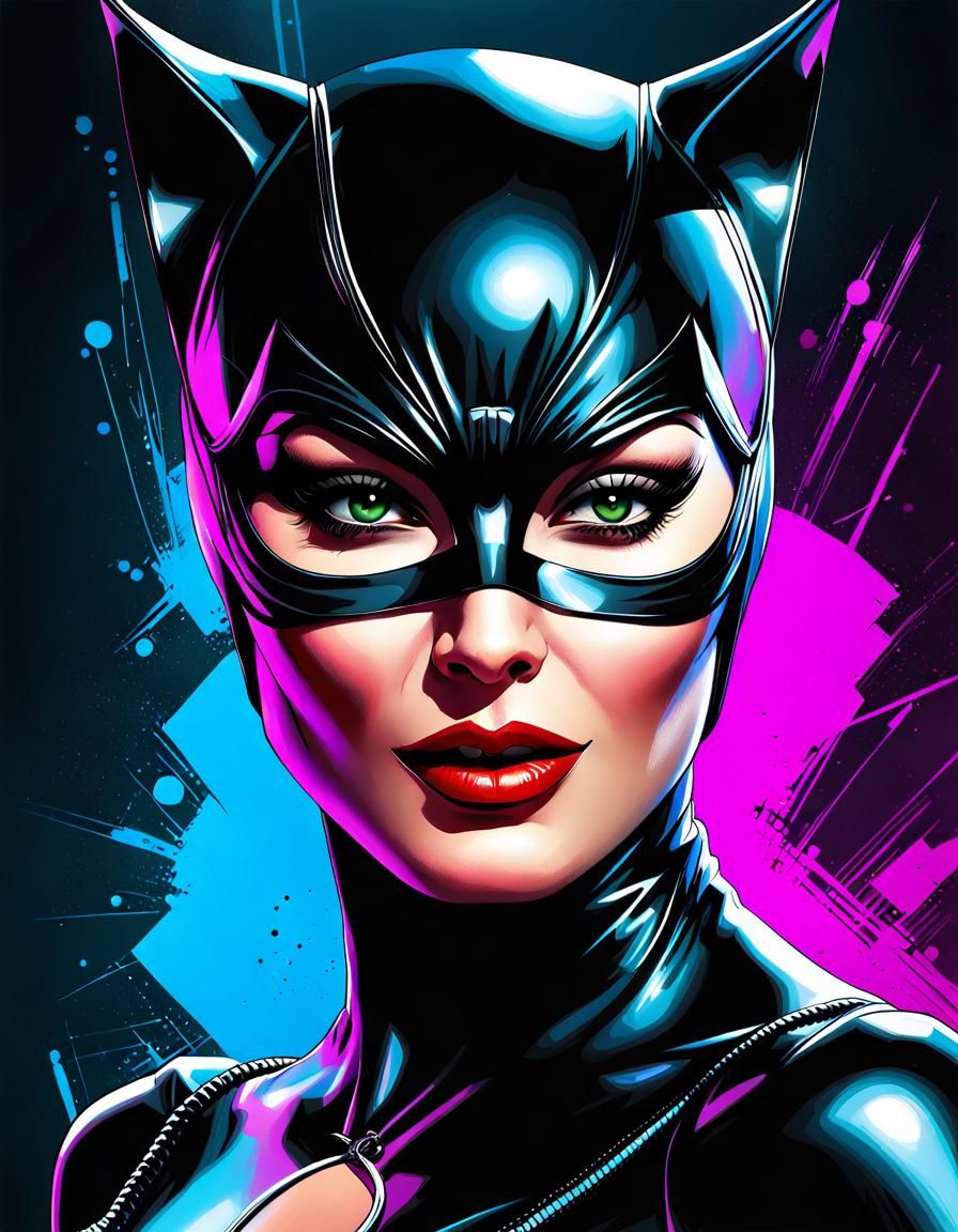Catwoman: Julie Newmar in Dieselpunk Digital Art