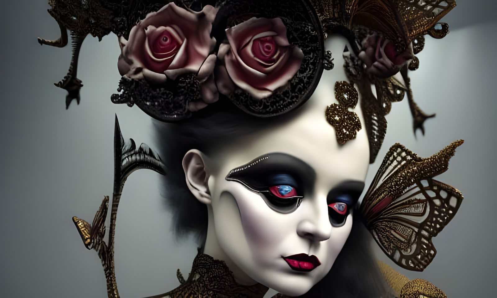 Elaborate Mime Contortionist on Trapeze, Digital Art