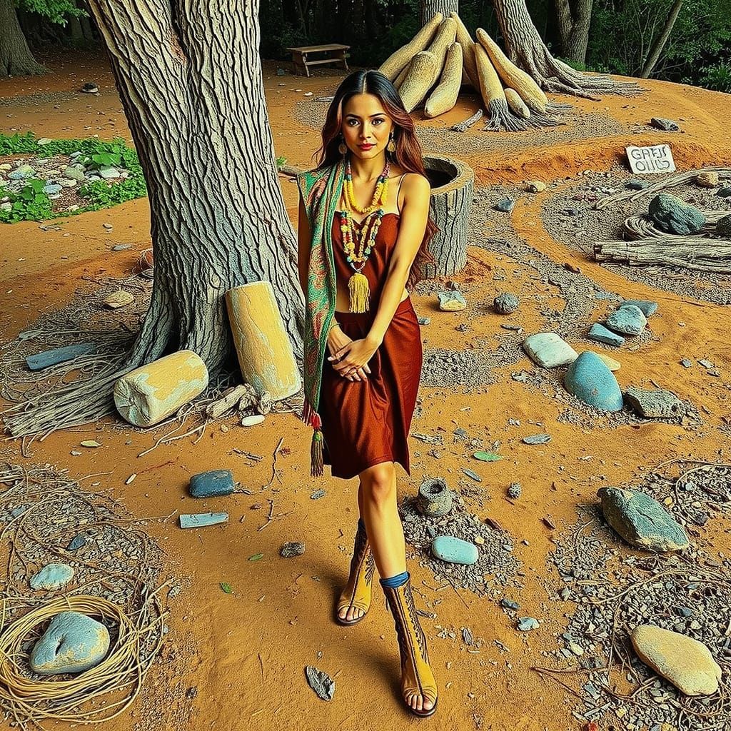 Photorealistic Woman with Auburn Hair in Earthy Tones