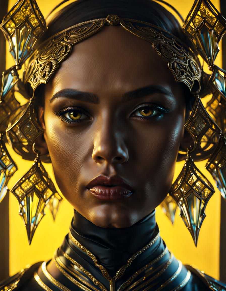 face of a woman • yellow background