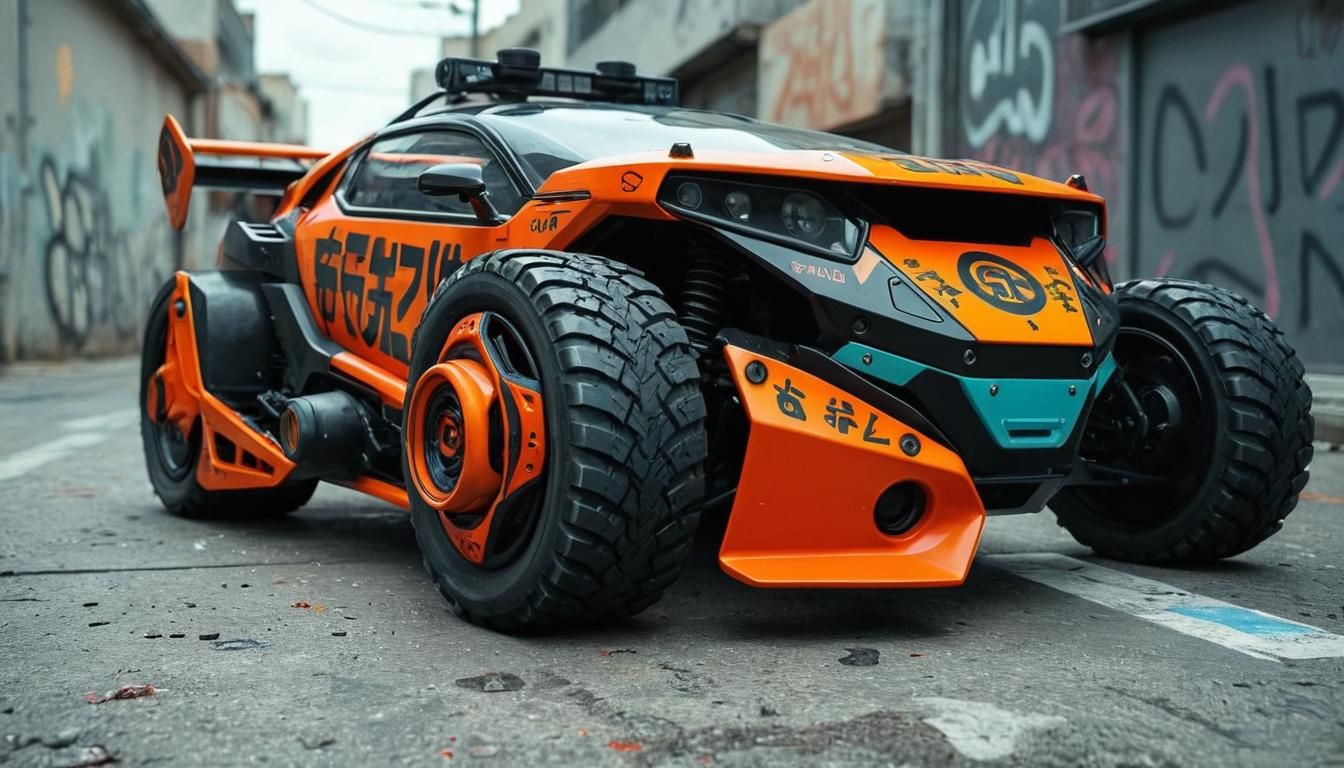 Cyberpunk Buggy with Graffiti Street Art