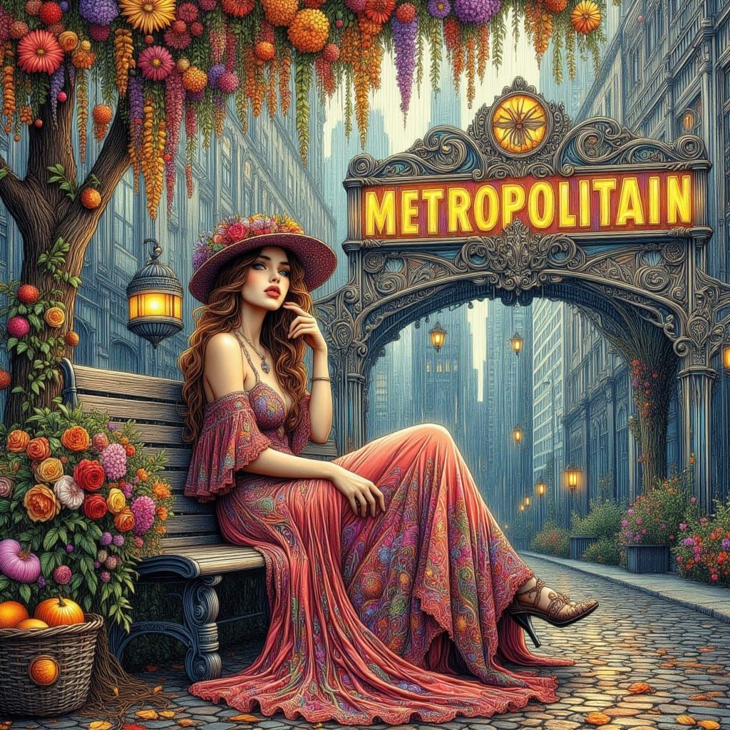 Art Nouveau Poster of Woman in Paris