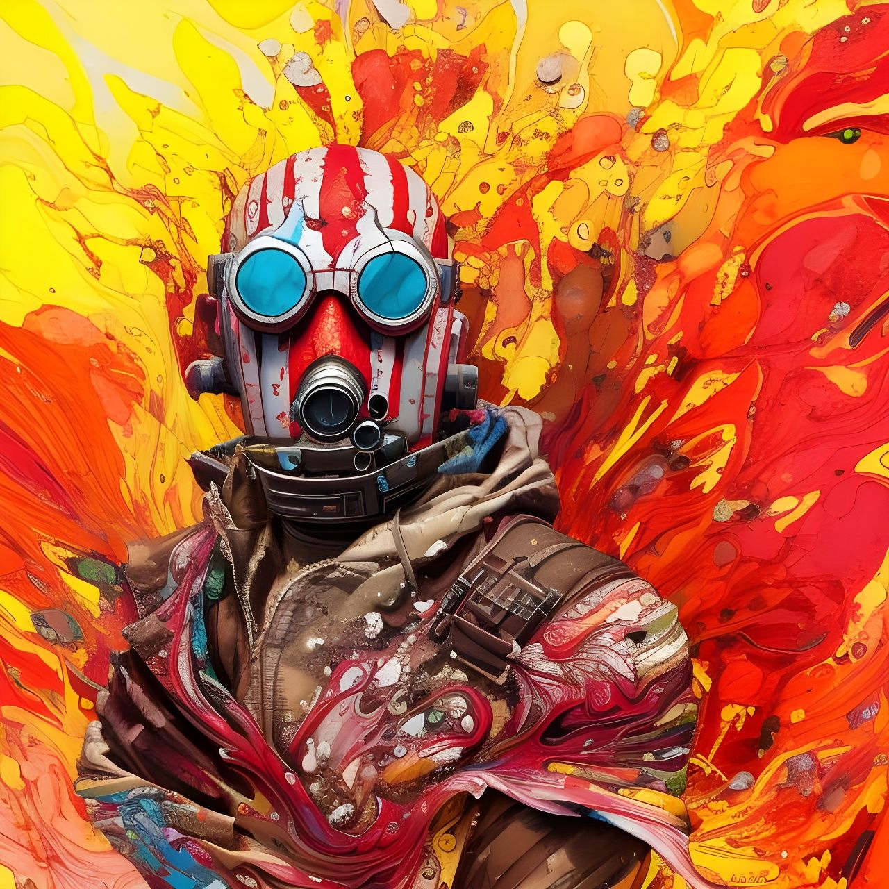 Explosive Red Lemon Man in Borderlands Style