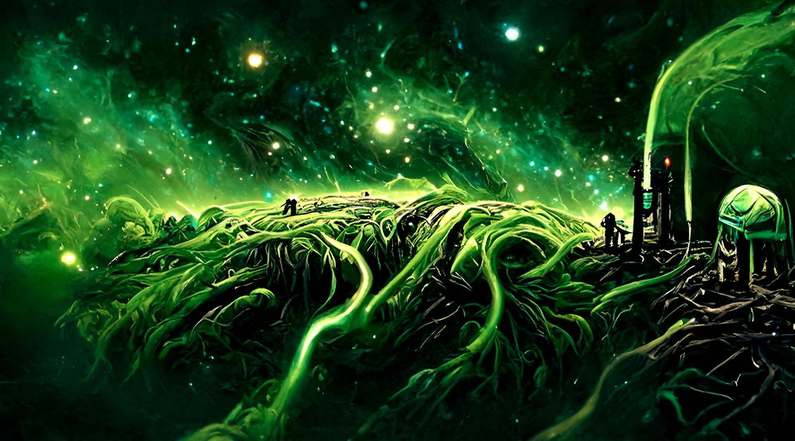 Cosmic Green Landscape Art by Dan Mumford