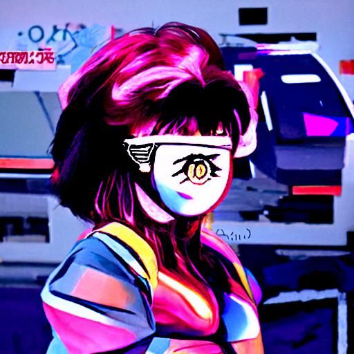 Anime Cyclops Girl in Synthwave City