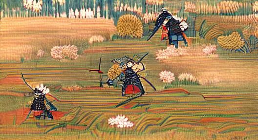Samurai Battle in Grassy Field