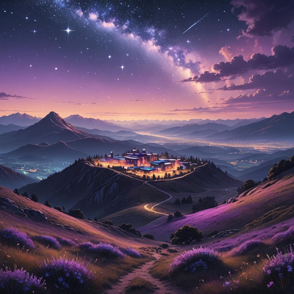 Dreamy Starry Night Landscape in Digital Art