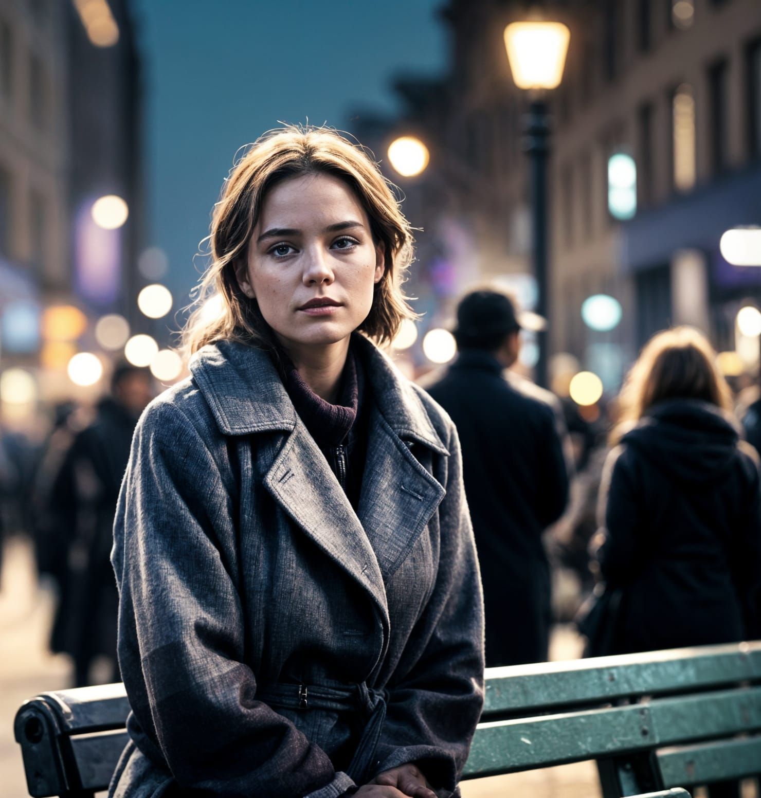 Girl Alone in City: Cinematic Brush Stroke Portrait