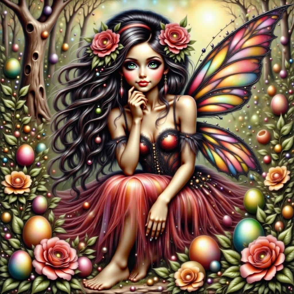 Dreamy Easter Fairy in Vibrant Garden