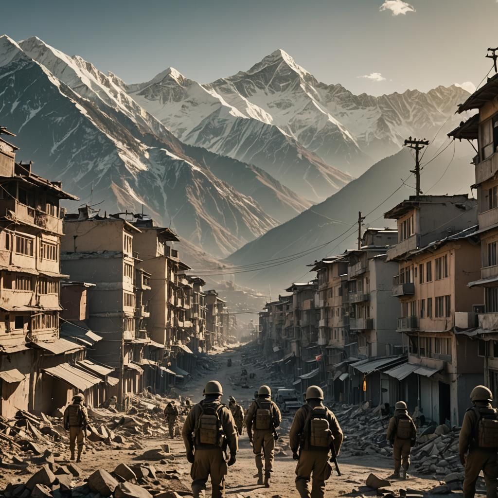 Himalayan Mountains Invade War-Torn Cityscape
