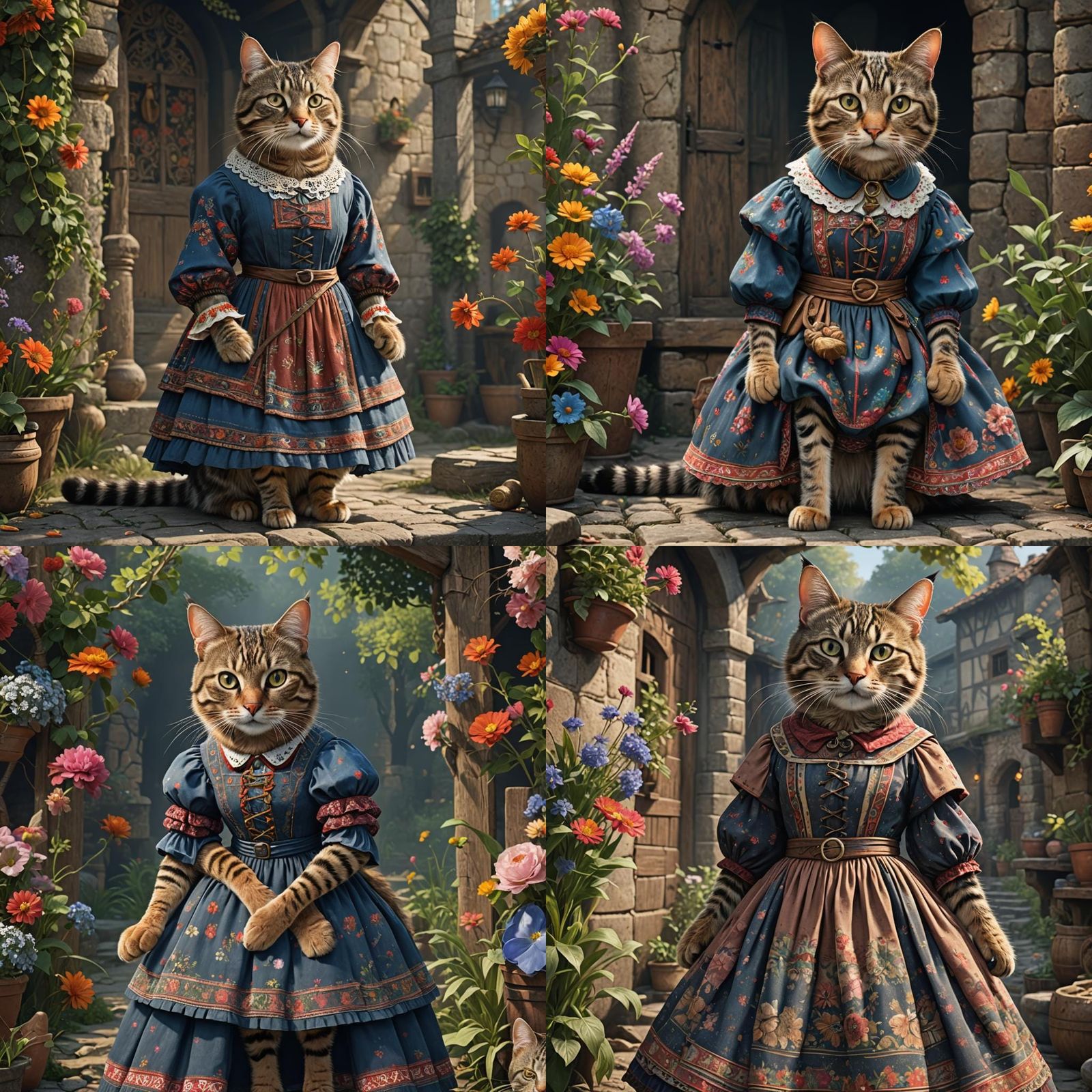 Tabby Cat in Peasant Dress: Fantasy Concept Art
