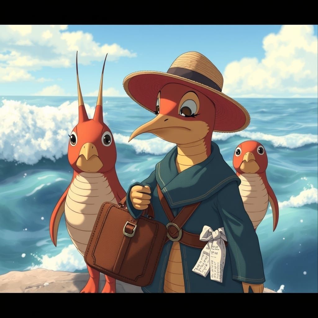 Langosta Viajera Bidding Farewell to Family in Classic Anime...