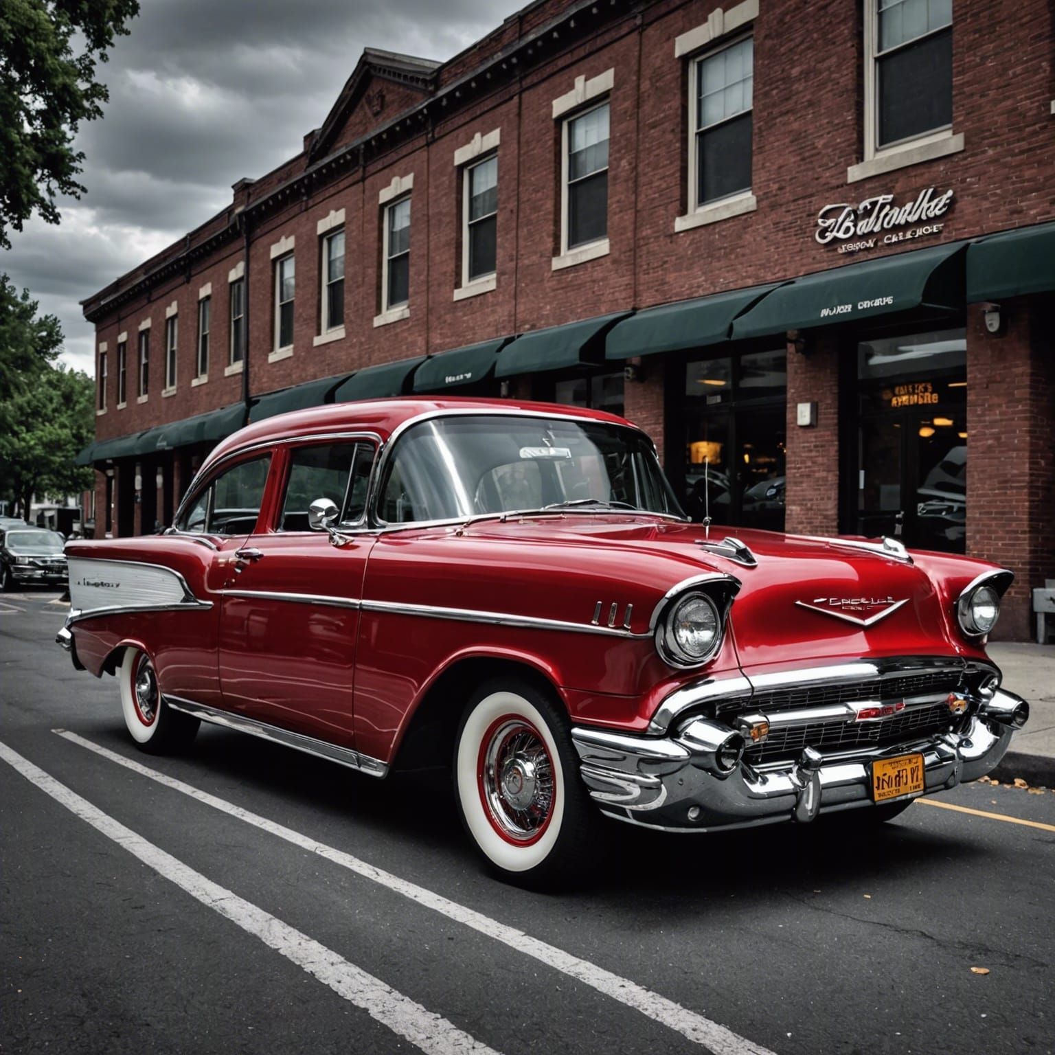 Cherry Red 1957 Chevy in Hyperrealistic Detail