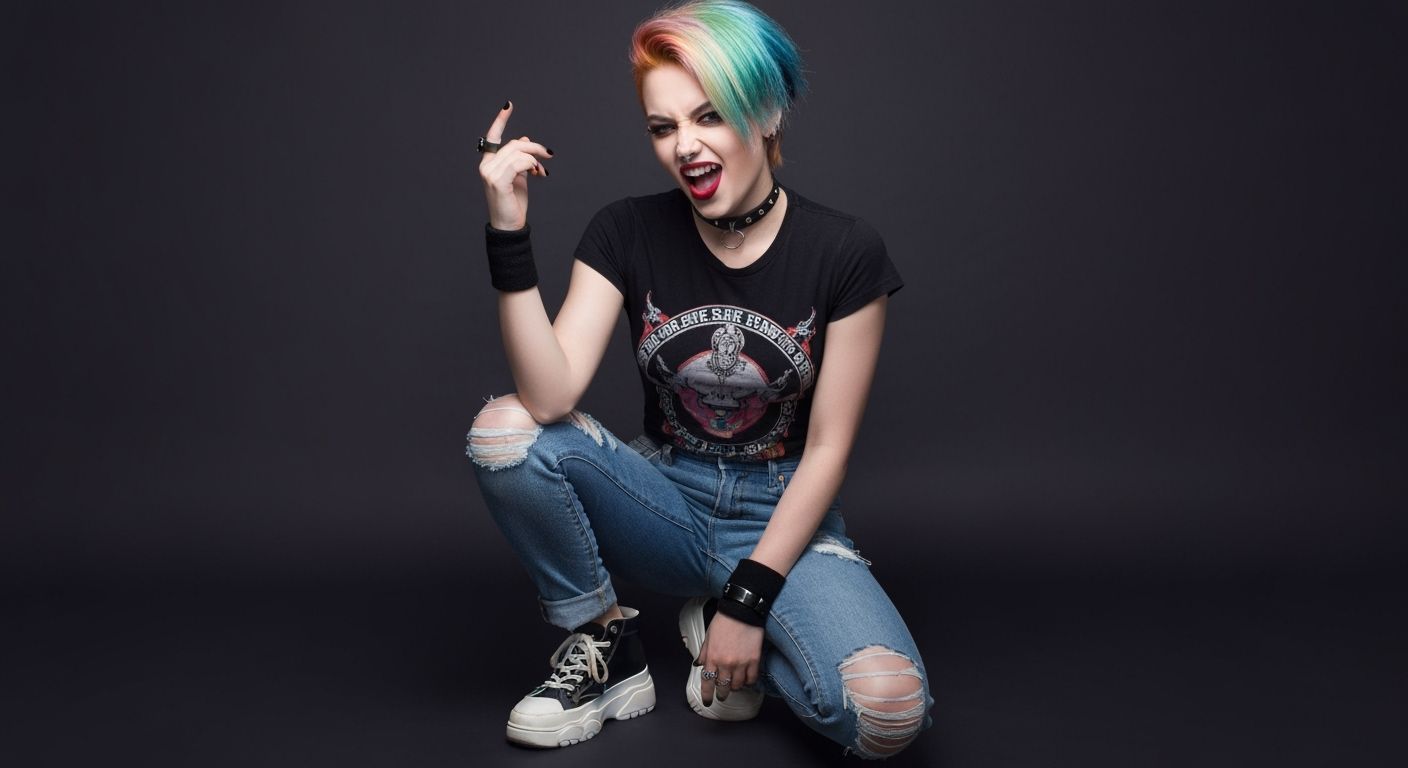 Punk Girl with Asymmetrical Hair in Professional Photo