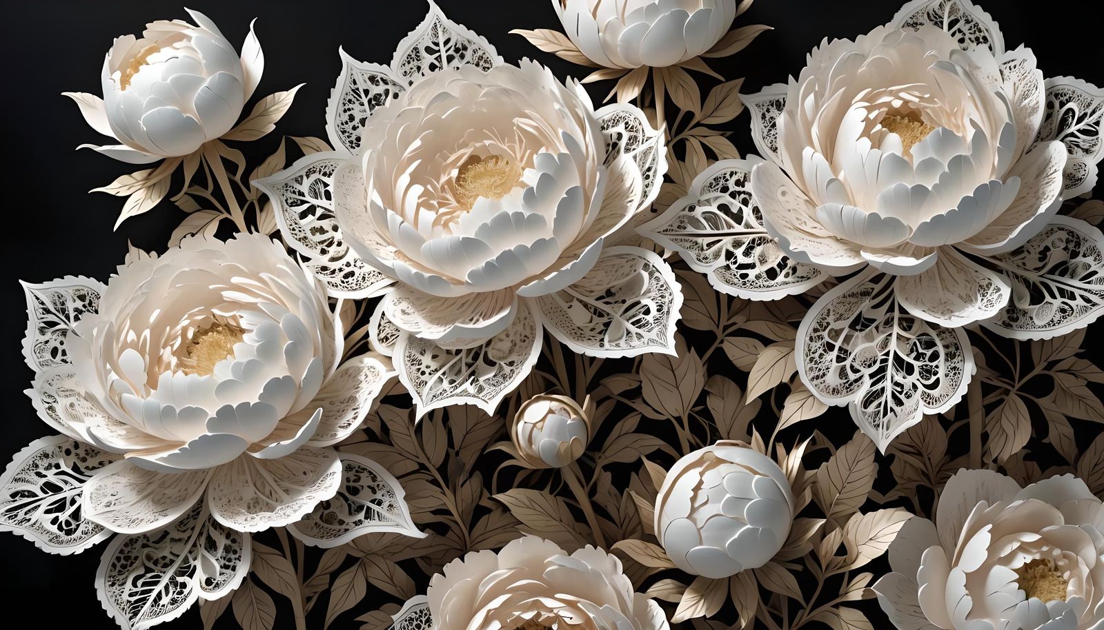 Stardust Kirigami Peonies in Lacepunk Style