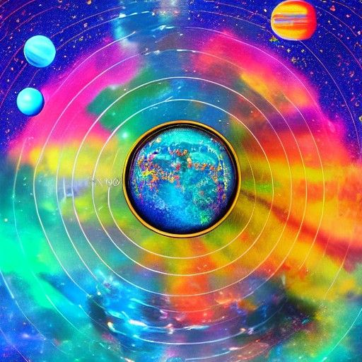 Holographic Solar System Illustration in Cosmic Style