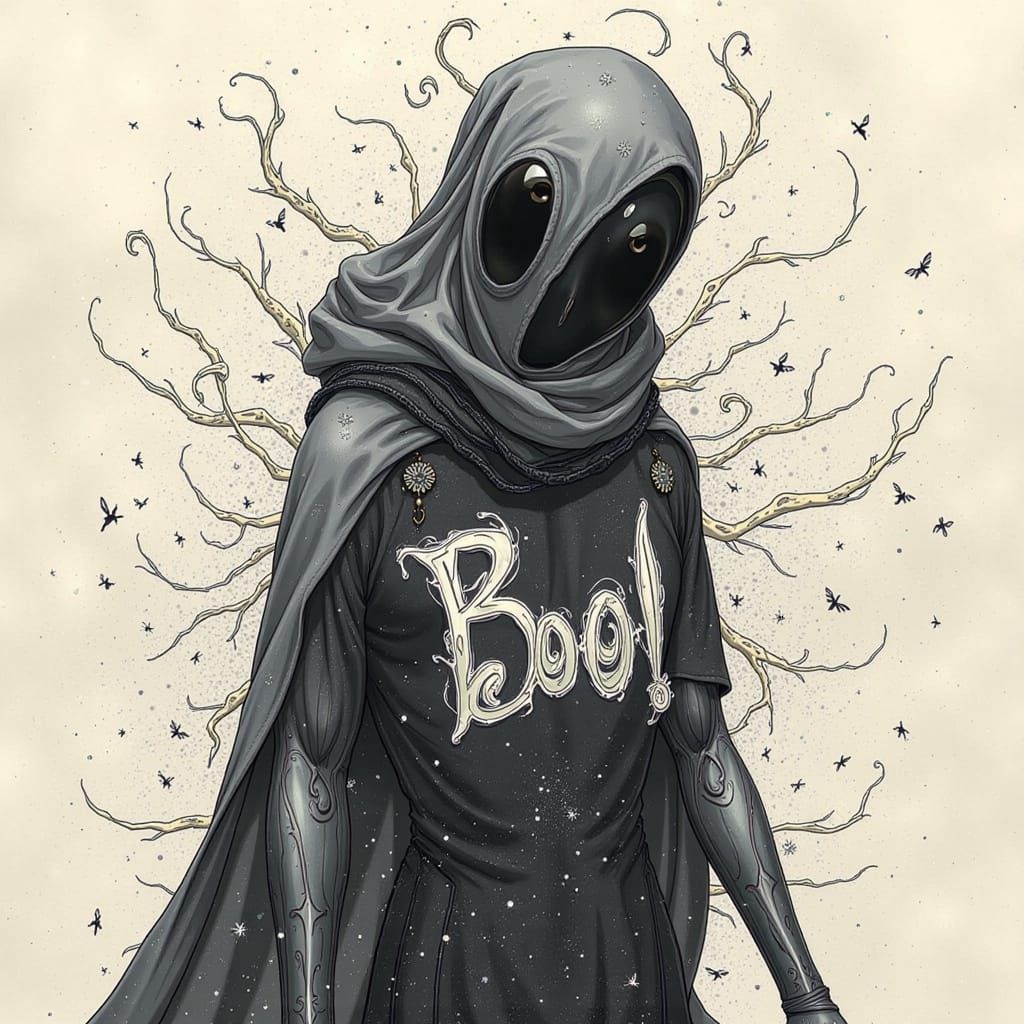 Ink Figure Emerges from Ink Spill: Surreal Fantasy