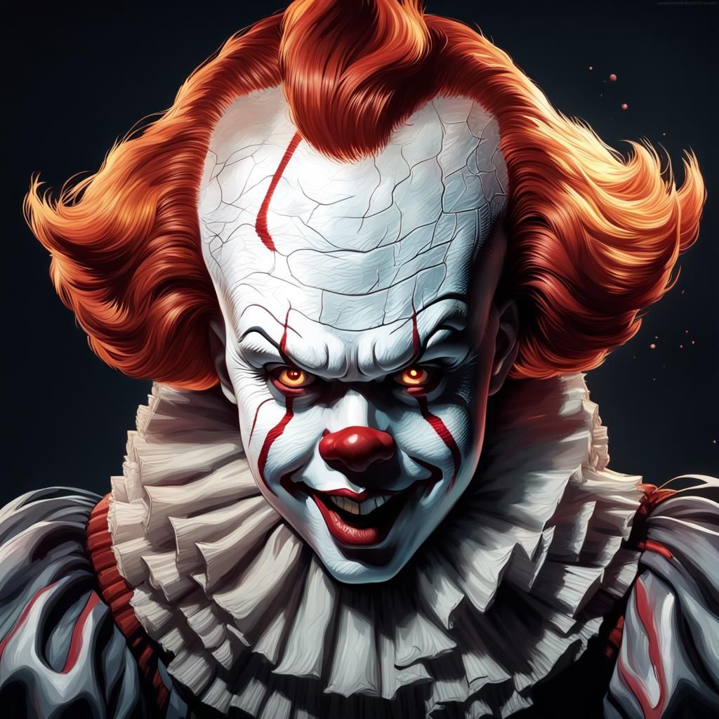 Detailed Pennywise Portrait in Art Nouveau Style