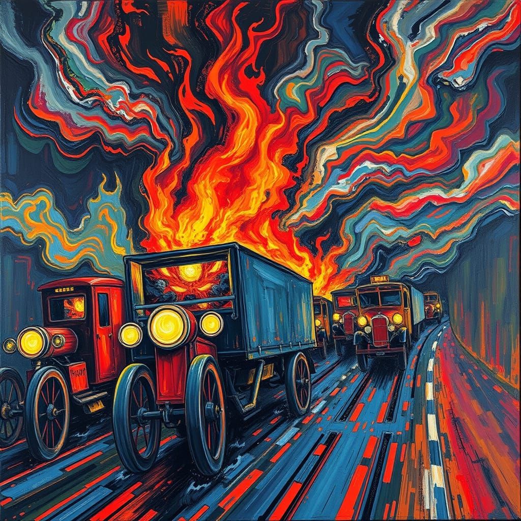 Hell on Wheels in Expressionist Impasto Style