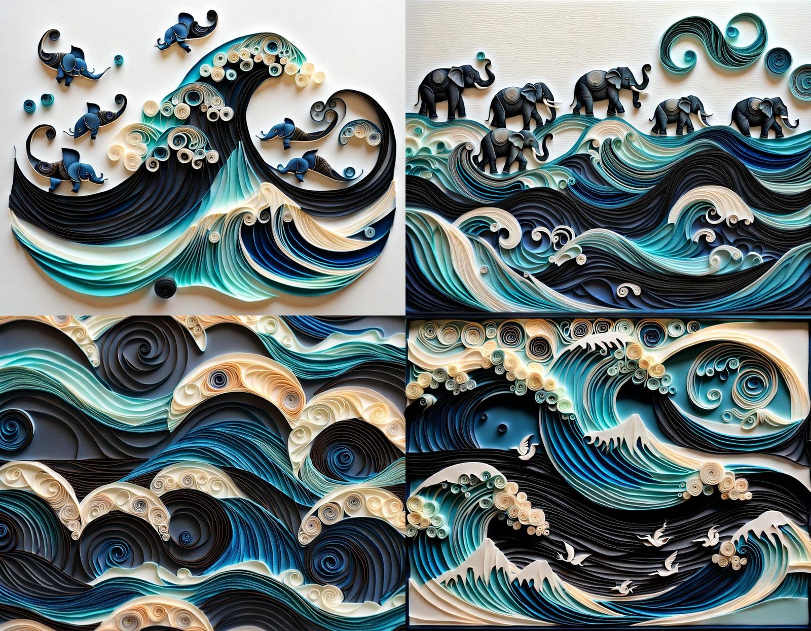 Ocean Wave Symphony: Quilling and Paper Craft Art