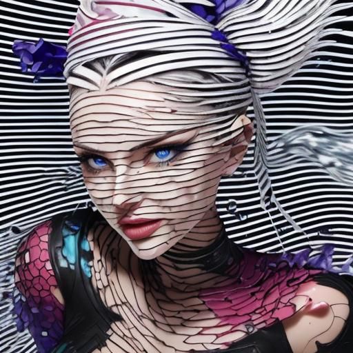 Contoured Beauty: Windblown Hair and Splatter Art