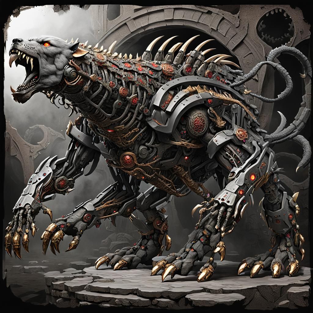 serene undead cyborg (hydra mastiff wolf mammoth, multiheade...