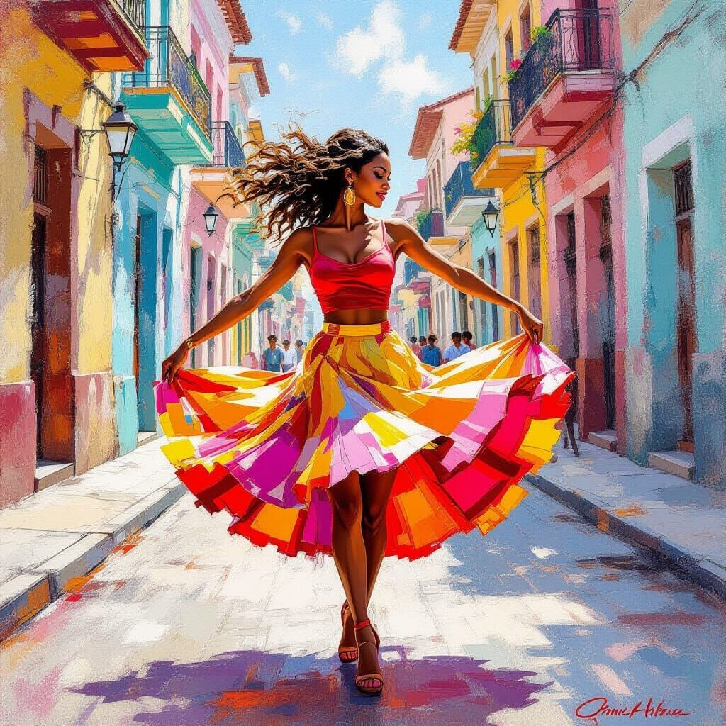Cuban Dancer in Motion on Havana Street