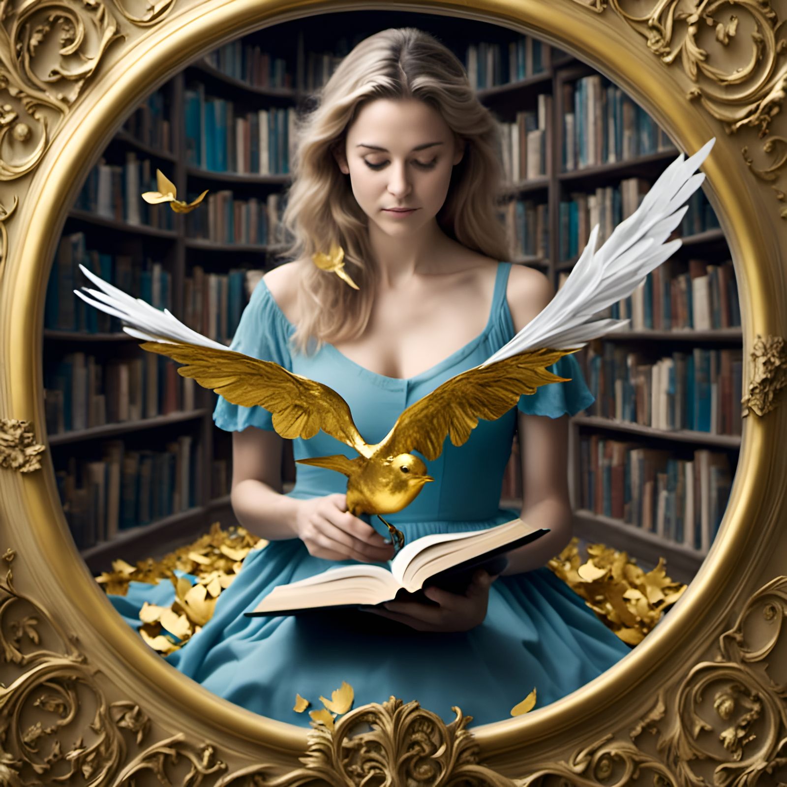 Gilded Bird in Silver and Gold