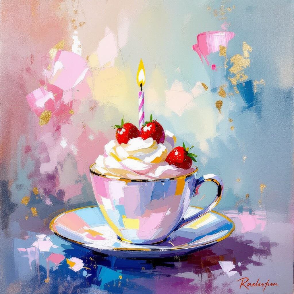 Impressionistic Birthday Scene in Meta-Modern Style