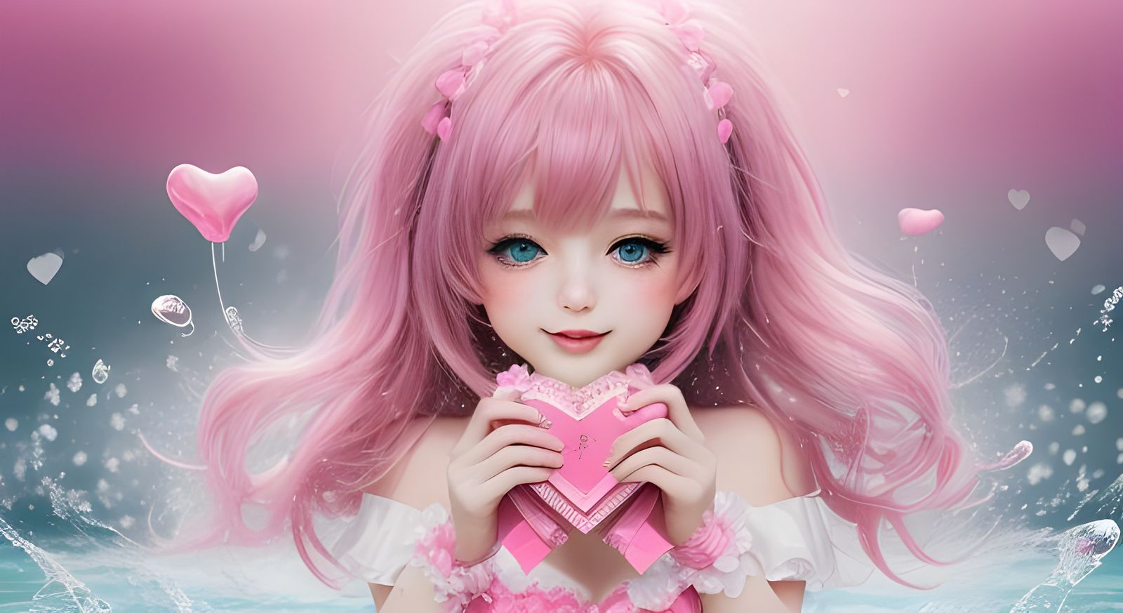 Romantic 3D Hearts in Space with Bokeh Effect