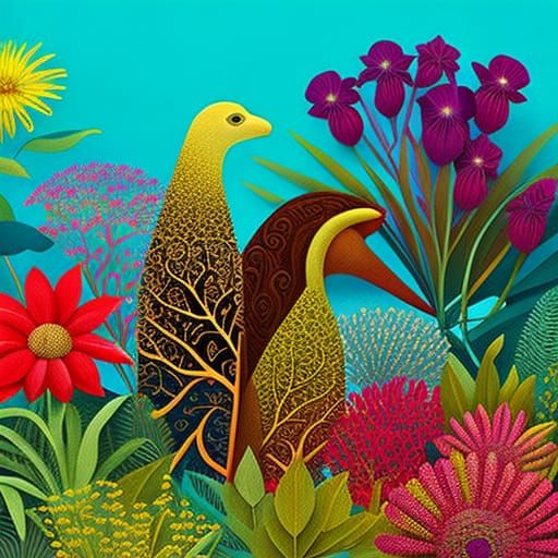 Sloth Mother and Baby in Forest Mycelium Network