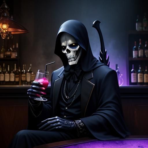 The Grim Reaper tries speed dating in a cocktail bar, dimly ...