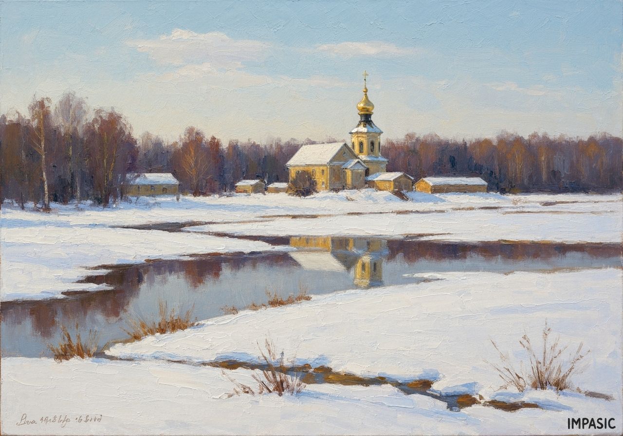 Russian Winter Landscape as Impasto Painting