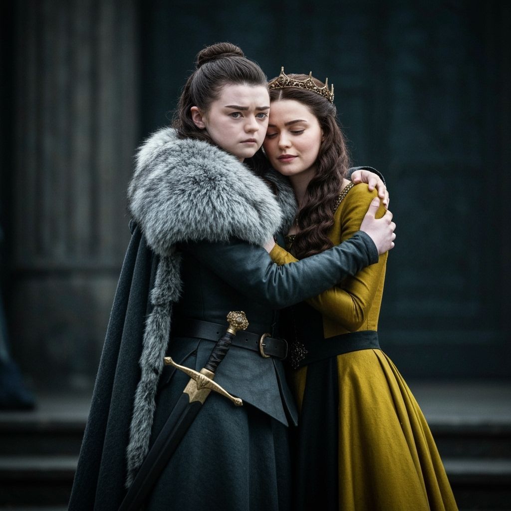Arya Stark and Shireen Baratheon Embrace in Dramatic Scene