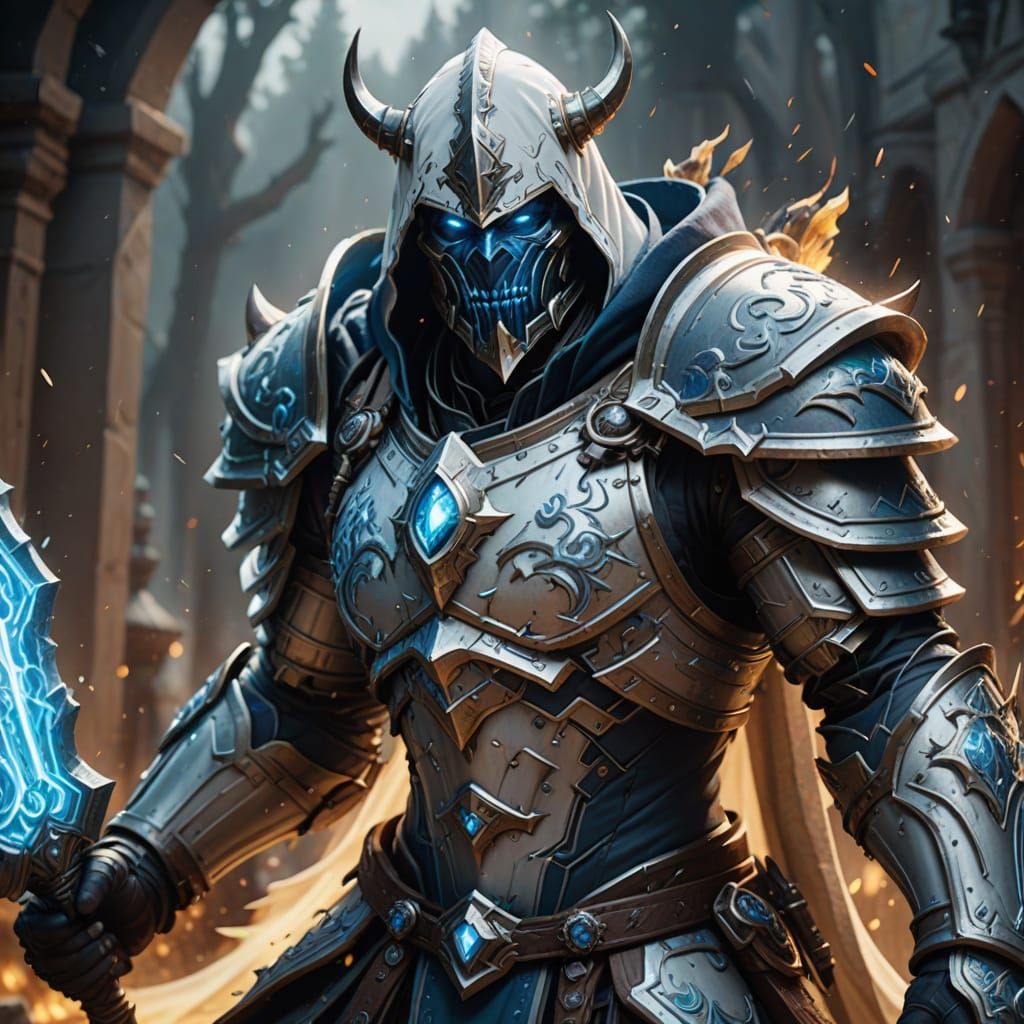 Ethereal Paladin Shatters Sculpture in Dramatic Hyper-Realis...