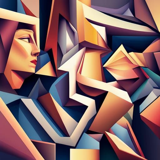 The Fates: Cubist Art Deco Geometric Painting