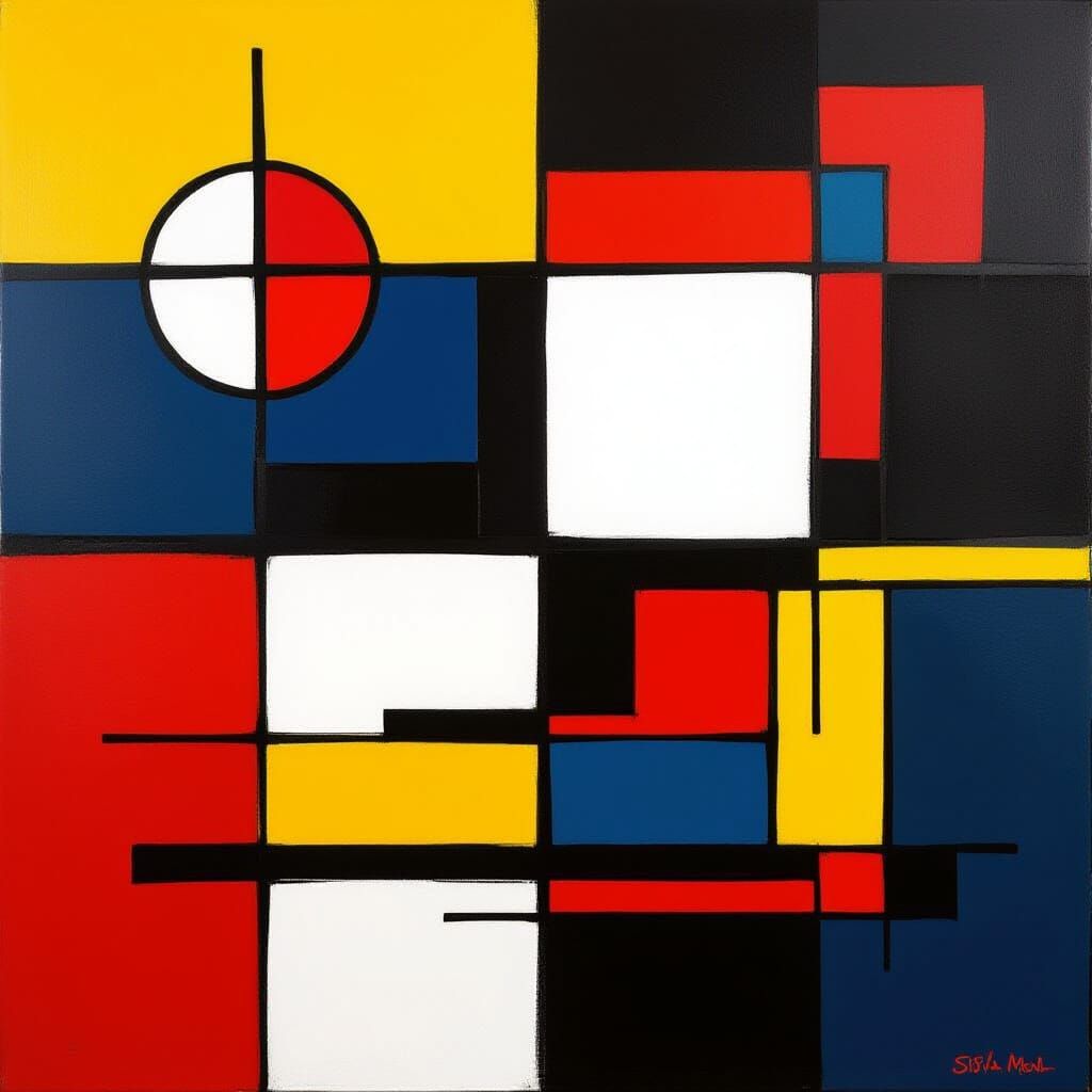 Abstract Geometric Composition in Mondrian Style